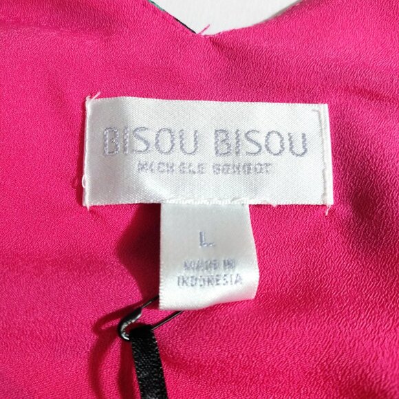 NWT Bisou Bisou Women's Pink Floral Print Crop Lined V-Neck Shirt L Large - Picture 5 of 9